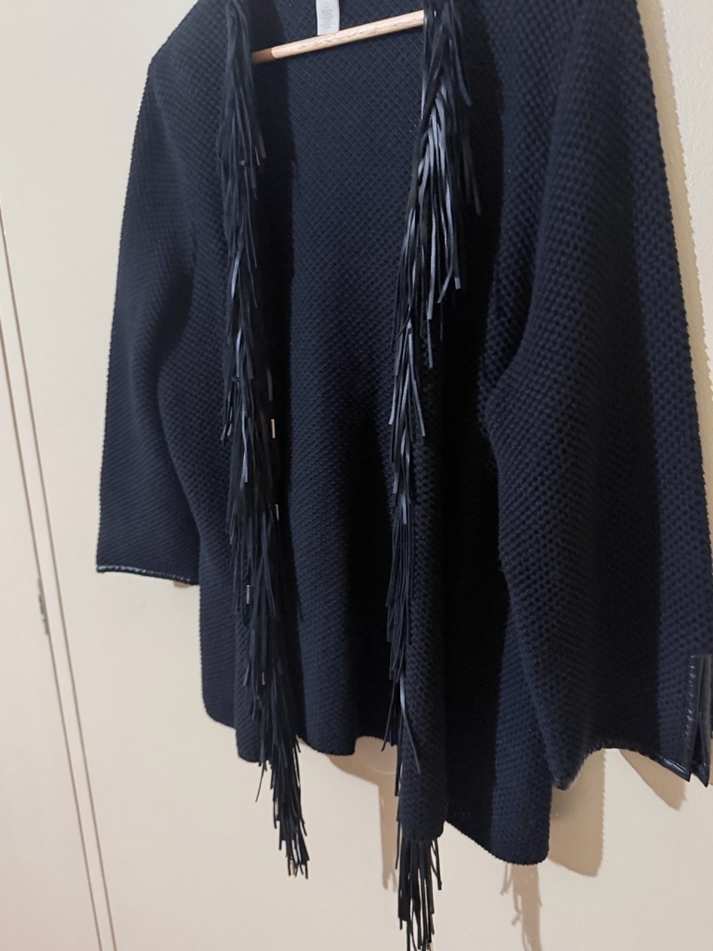 Chico's Black V-Neck Fringe Knit Sweater - Picture 5 of 10